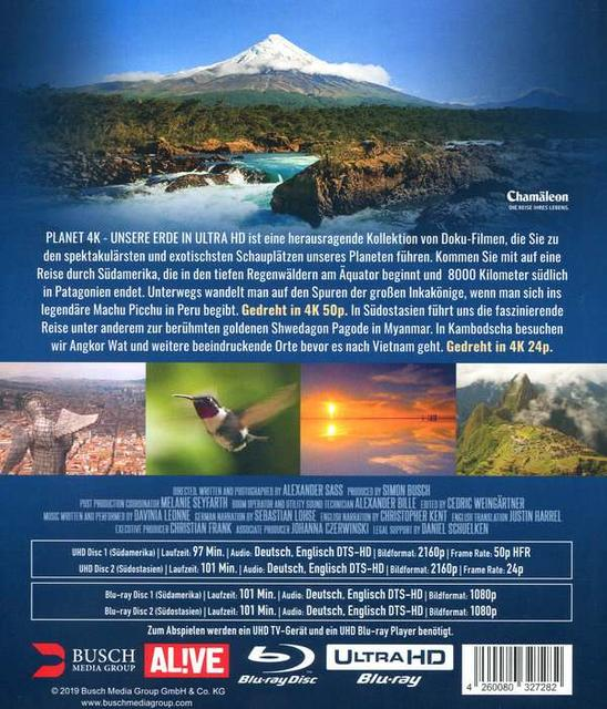 Filmcover mit Berg- und Flusslandschaft. Text auf Deutsch, Englisch und Spanisch.