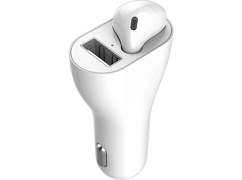 LEDWOOD USB-autolader + draadloze oortje (SU-EP020-2IN1-WHITE)