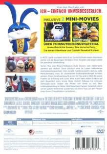 Rückseite einer DVD-Hülle mit Charakteren, Bildern und Text zur Werbung für einen Film mit einem blauen Hasen.