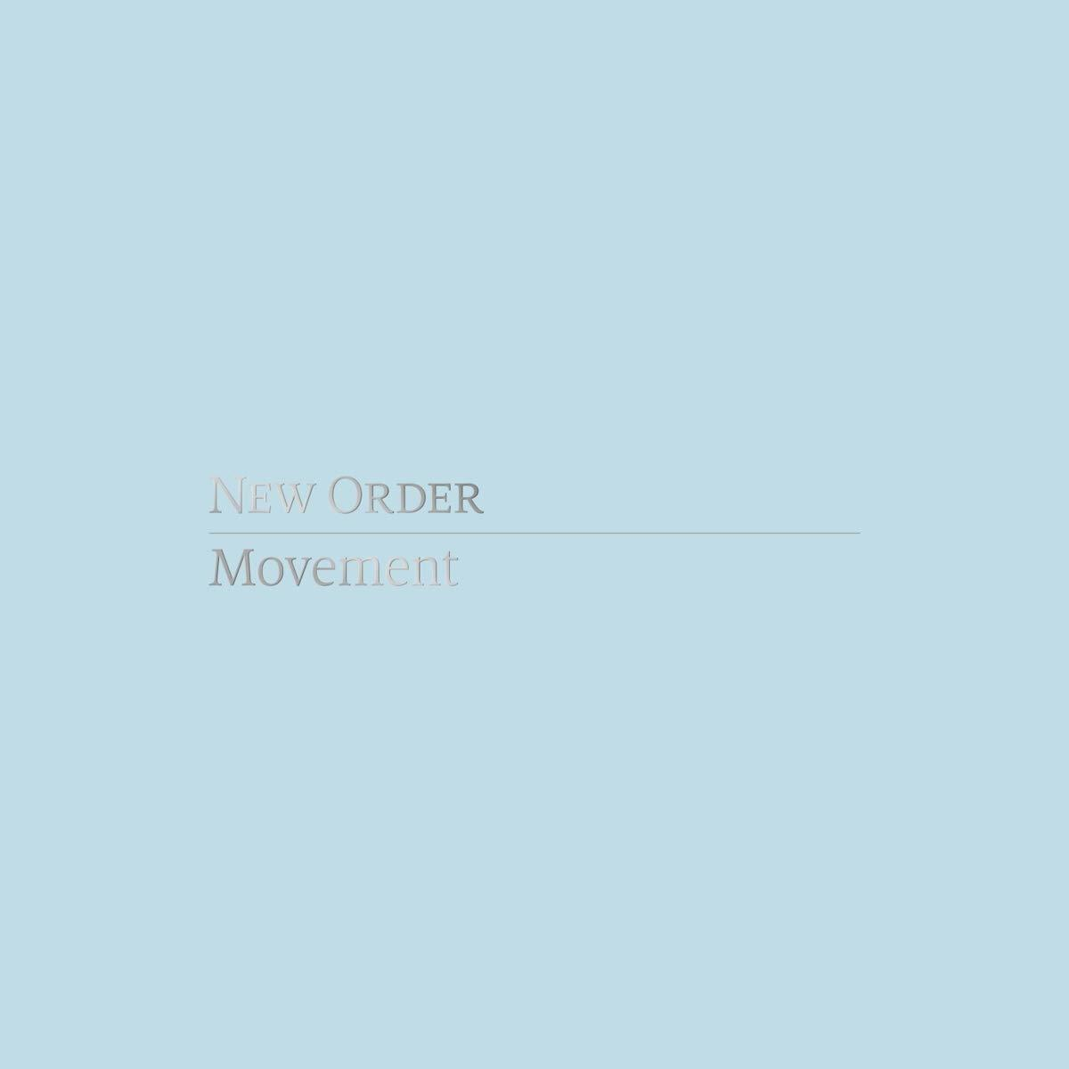 New Order Albumcover, hellblauer Hintergrund, Text in Silber.