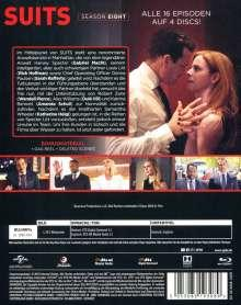 Suits DVD-Cover mit Personen und Text über Staffel Acht.