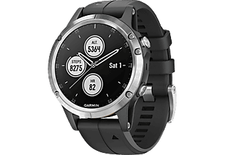 GARMIN fēnix® 5 Plus - Montre intelligente (22 mm, Silicone, Noir/Argent)