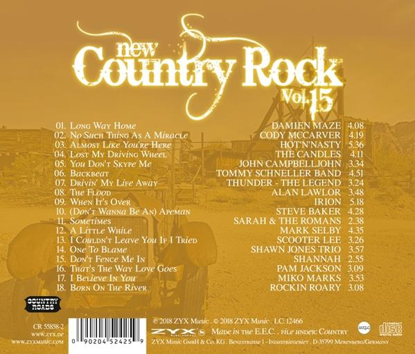 Rückseite eines CD-Covers mit Titelliste und Künstlernamen, Country-Musik-Thema.