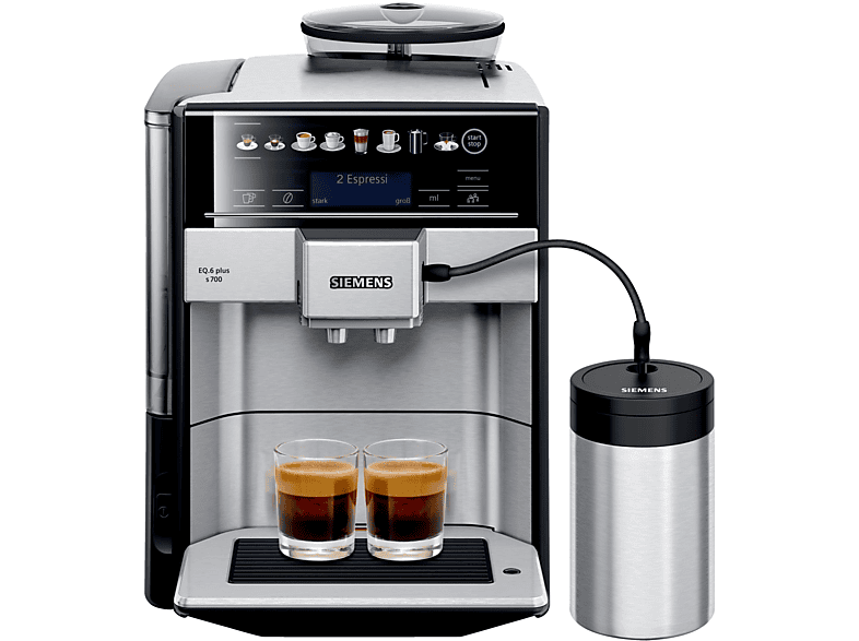 Siemens TE 657M03DE EQ.6 Plus S700 Kaffeevollautomat (Edelstahl, aus Keramik, mehrstufig einstellbar, 19 bar, Milchschlauch)