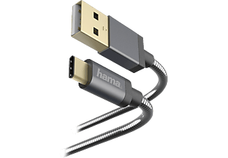 HAMA Oplaad-/gegevenskabel USB-C, 1.5m Antraciet