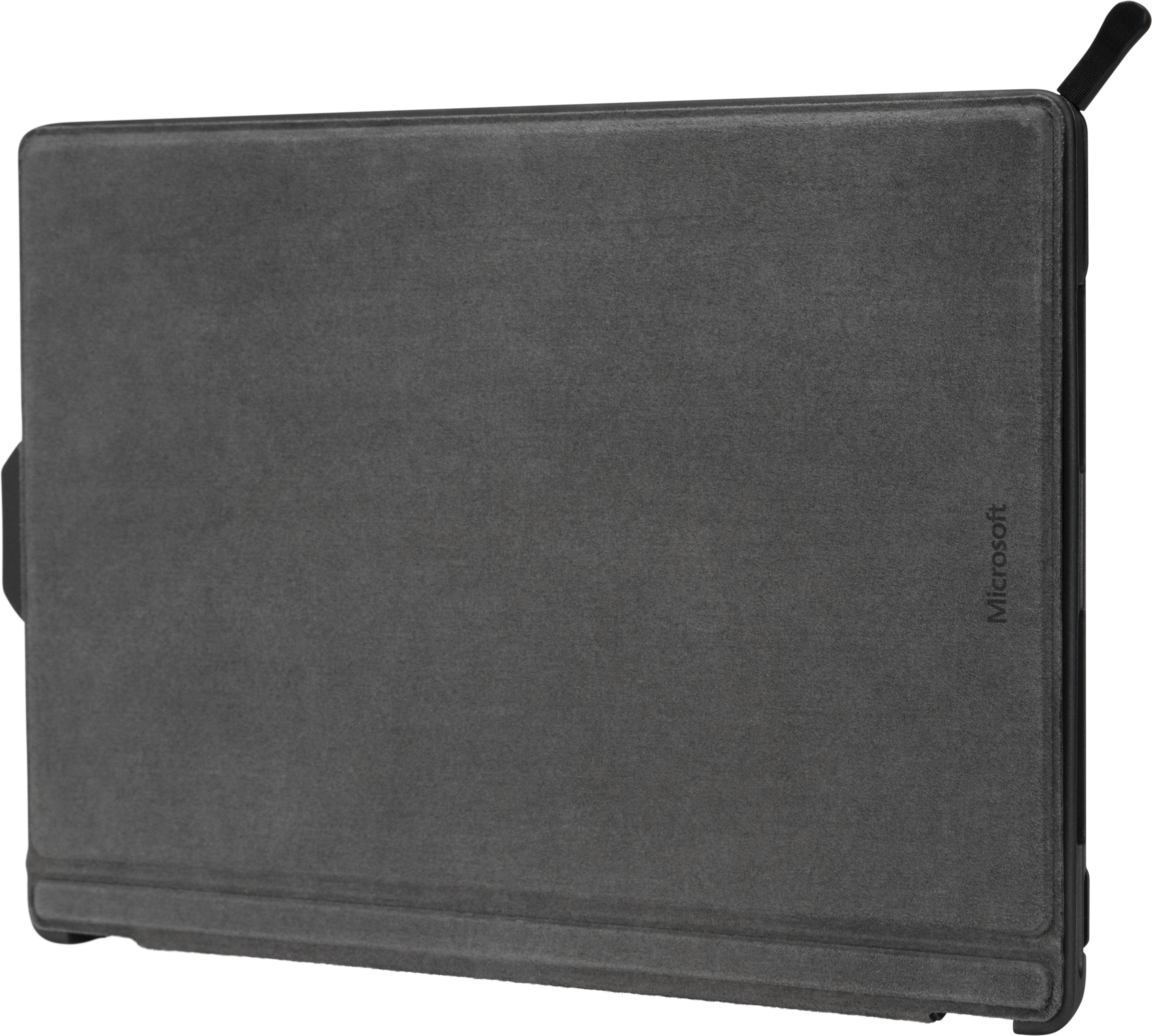 Eine geschlossene, graue Microsoft Surface Tablet-Hülle.
