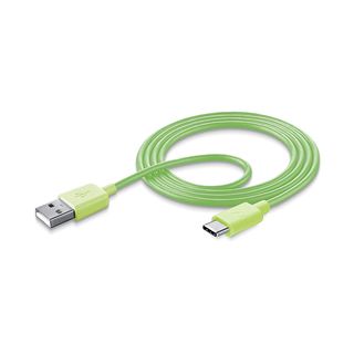 Cable USB - CellularLine USBDATATYCSMART, 1 m, USB A, USB C, Verde
