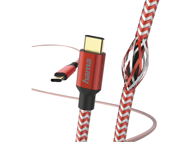 Hama 183289 Laadkabel Refl Usb-c 15m Rood