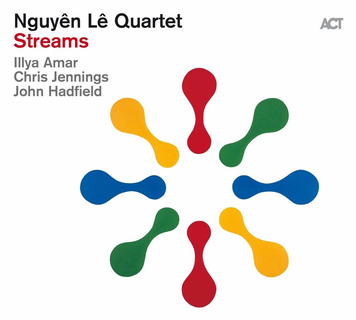 Albumcover-Kunst mit bunten Formen und Text: Nguyen Le Quartet, Streams.