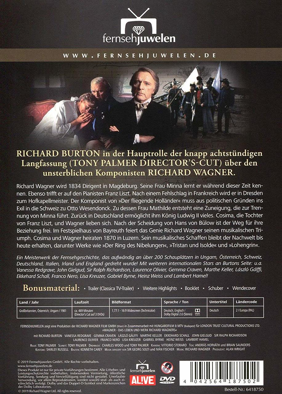 DVD-Cover auf Deutsch mit Richard Burton, mit Text und Bildern.