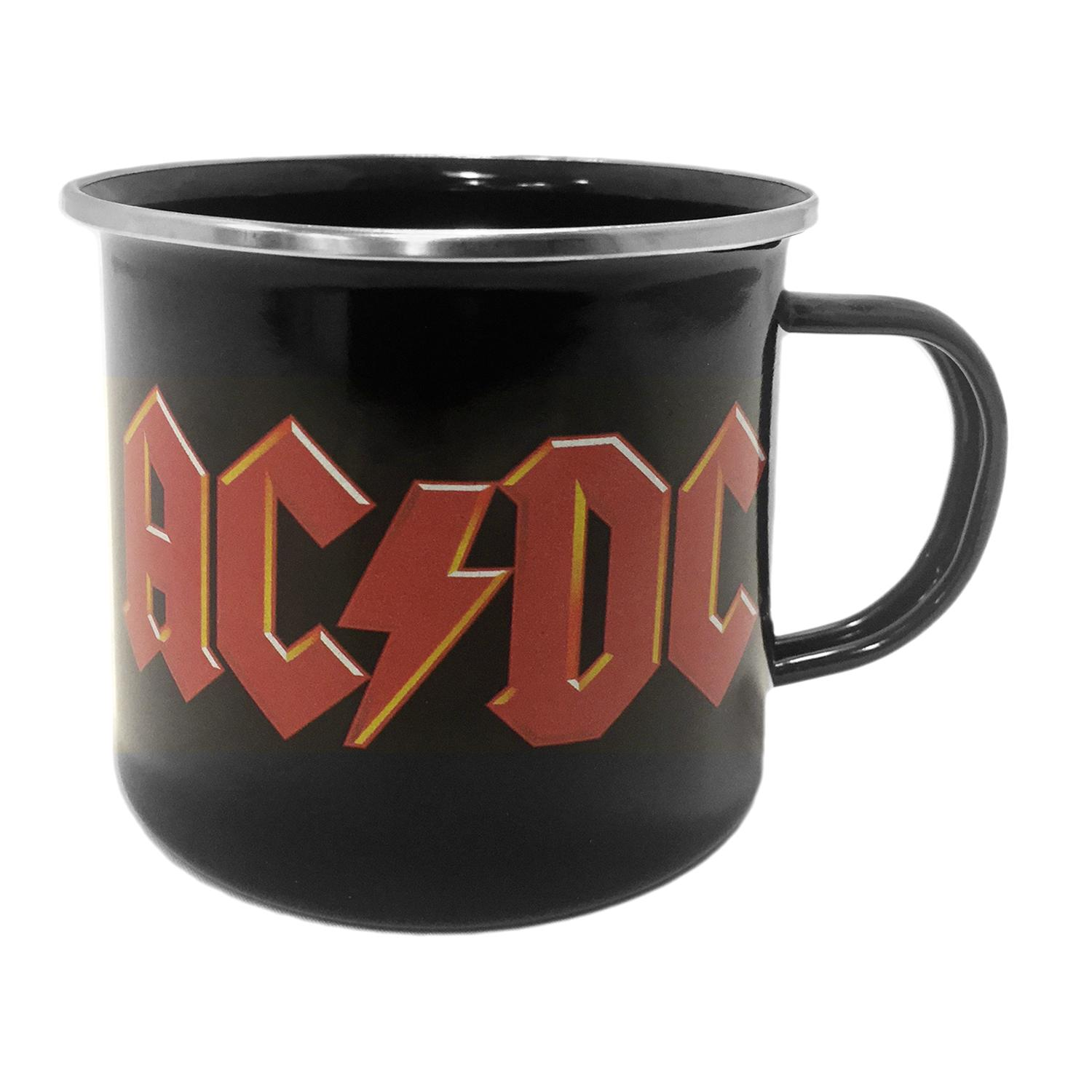 KLANGUNDKLEID.DE AC/DC Kaffeebecher Tasse Merchandise LOGO Emaille
