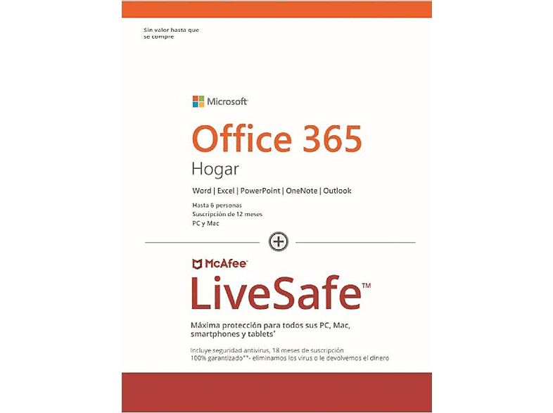 Pack Antivirus Mcafee Live Safe + Office 365 Hogar