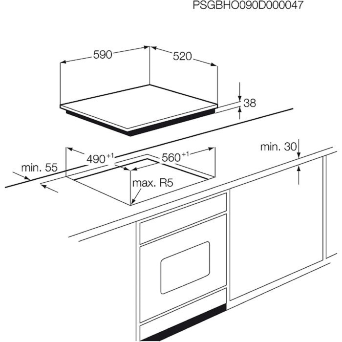 ZANUSSI ZEV6046FBA Beépíthető kerámia főzőlap, 60 cm, összeépíthető sütőhöz