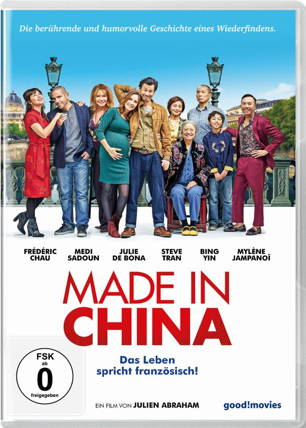 DVD-Cover, "Made in China". Personengruppe, weißer Hintergrund, französischer Text und Schauspielernamen.