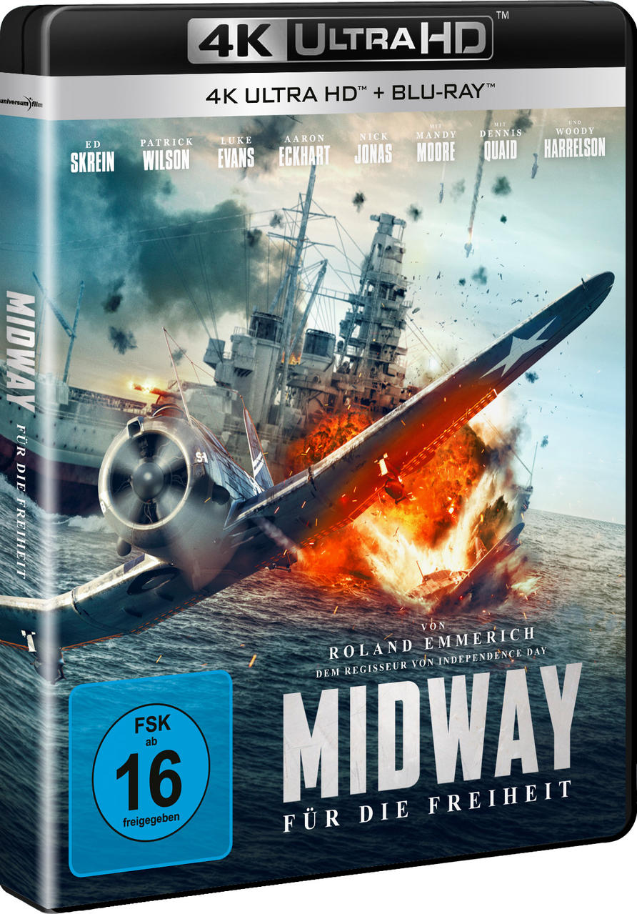 Filmcover mit einem Flugzeug, das in ein Schiff auf See stürzt, und Filmtitel.