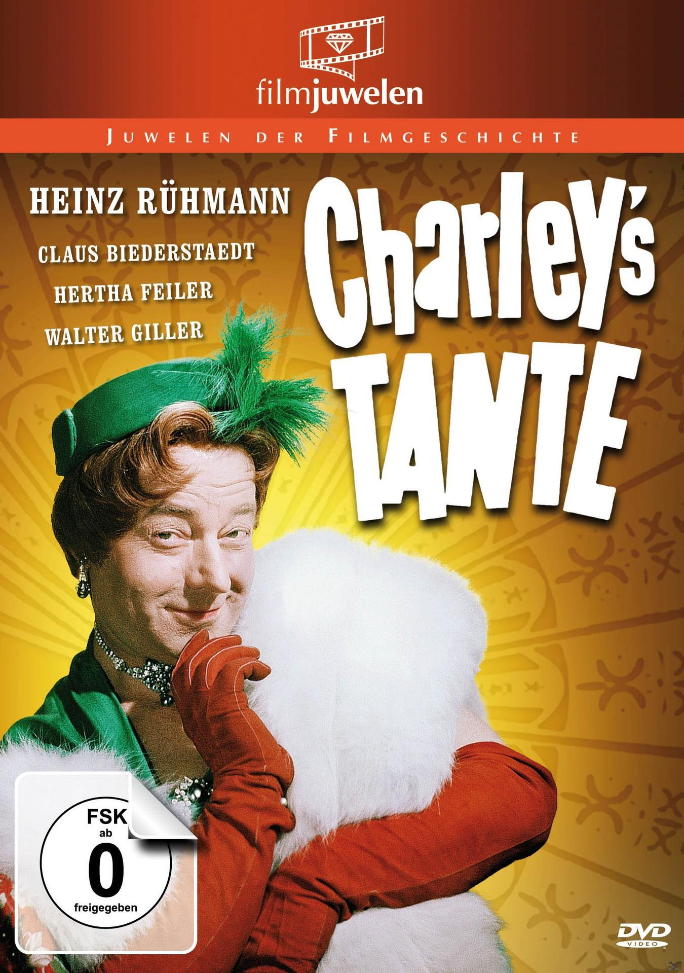 DVD-Cover mit einem Mann in Drag und einer Frau, betitelt 'Charleys Tante'.