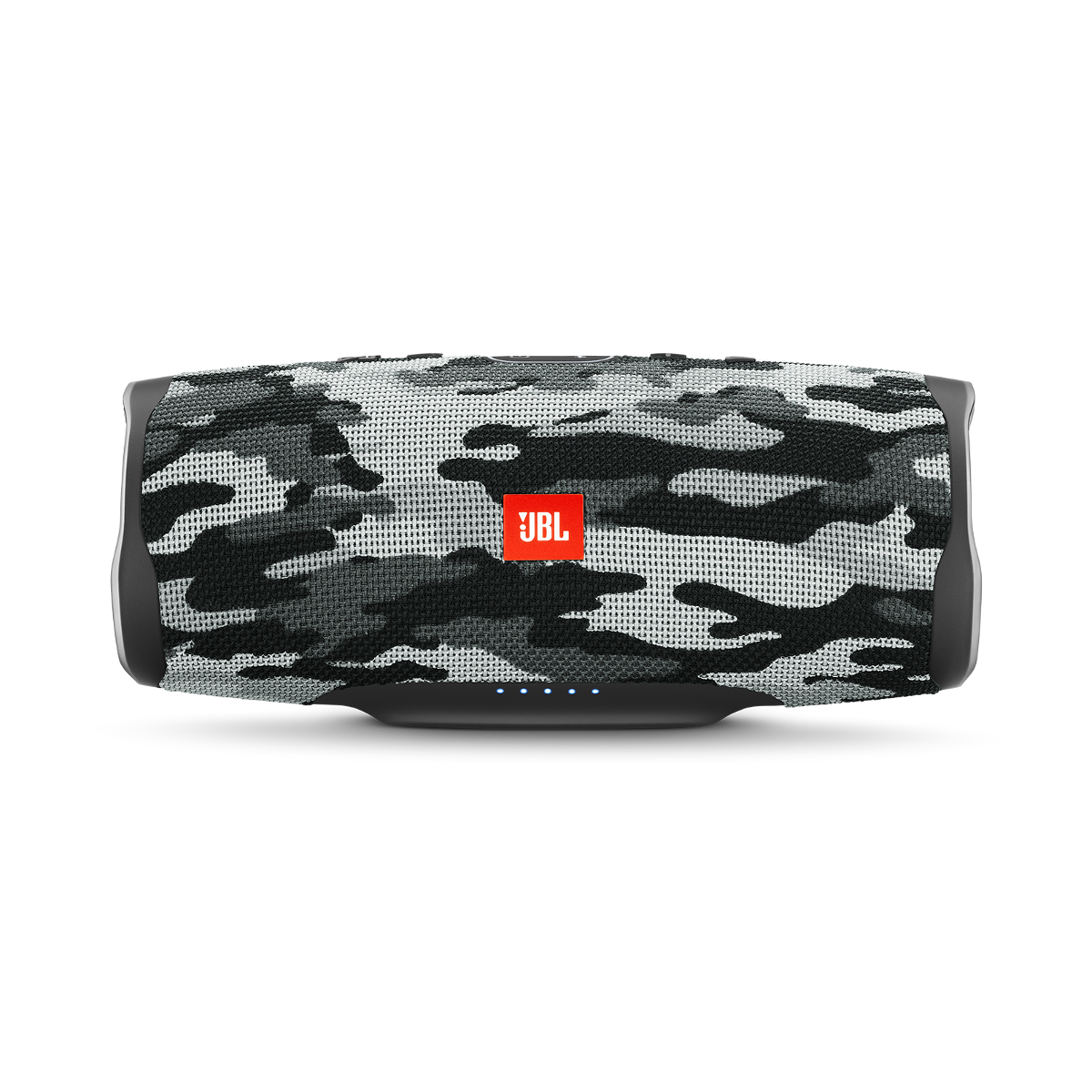 Lautsprecher mit Tarnmuster, mit dem JBL-Logo.