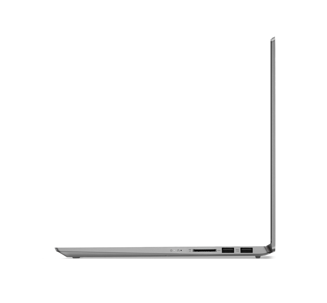 Seitenansicht eines silbernen Laptops mit offenem Bildschirm. Schwarzer Hintergrund.