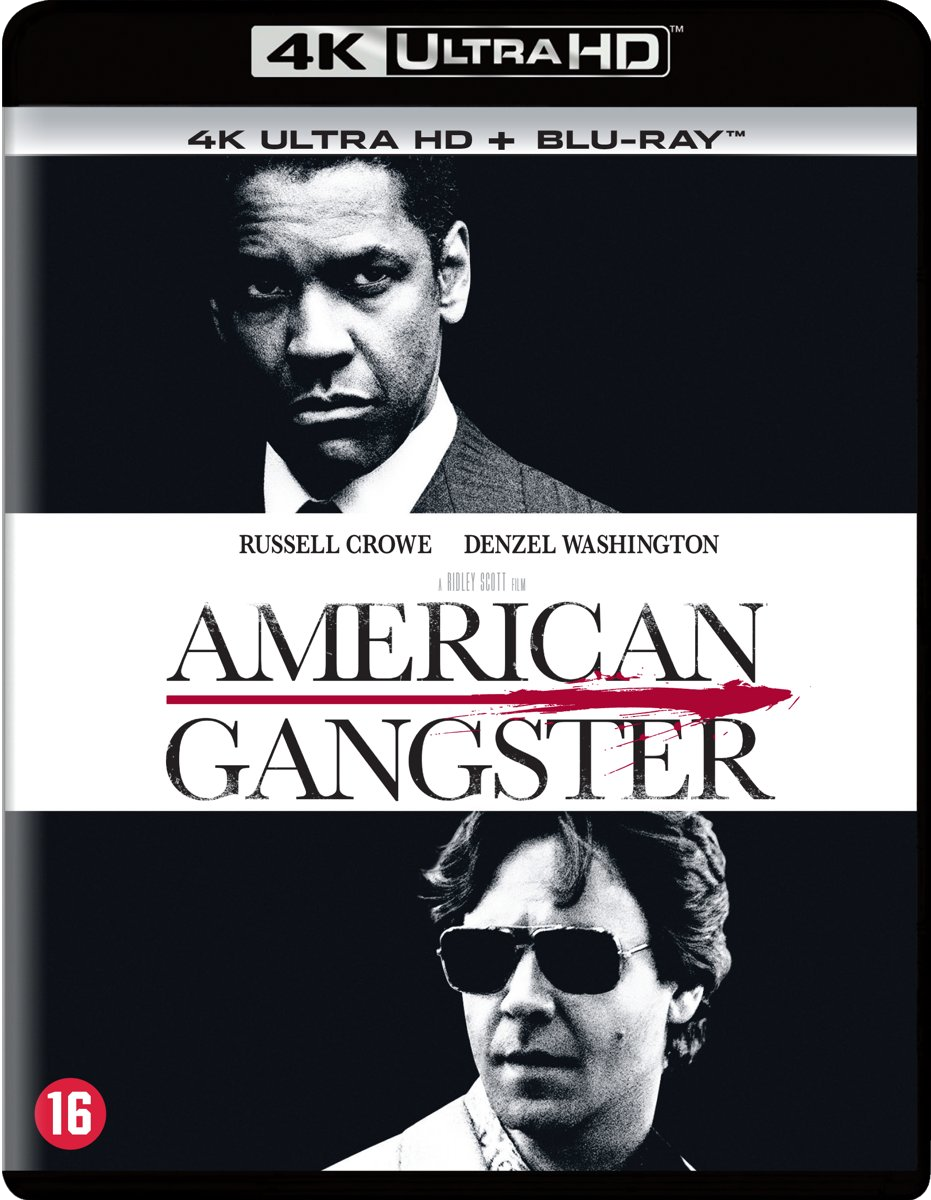 Filmover met Denzel Washington en Russell Crowe. De titel is 'American Gangster'.