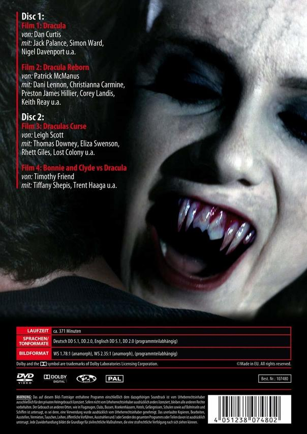 DVD-Cover mit einem Vampir mit offenem Mund und scharfen Zähnen. Das Cover ist auf schwarzem Hintergrund.