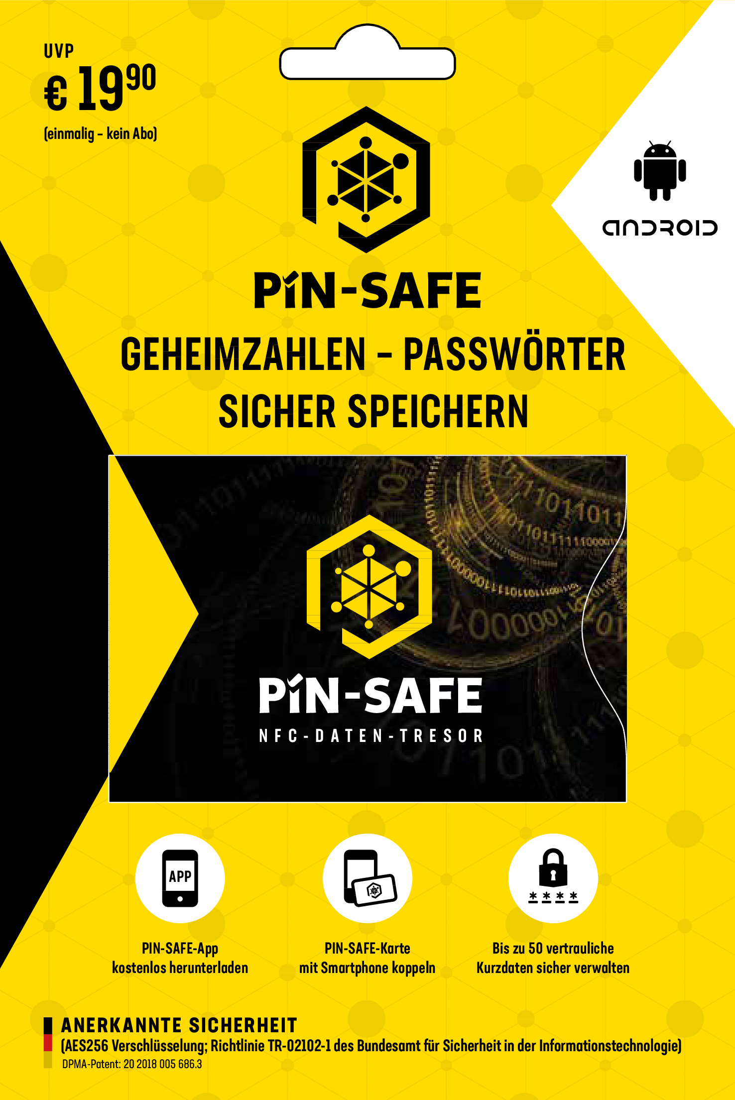 PIN-SAFE NFC offline Daten-Tresor Speicherkarte