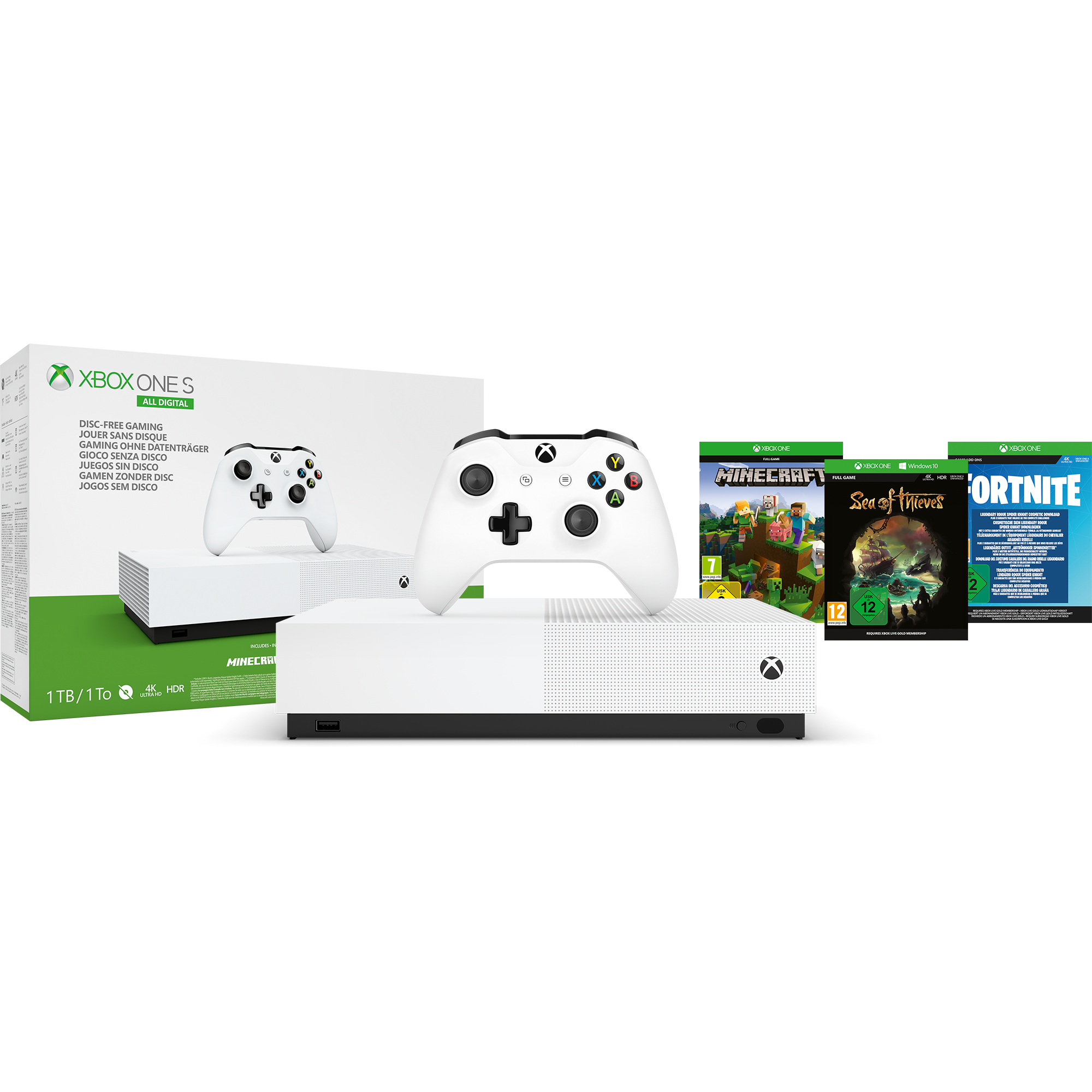 Xbox One S 1TB All-Digital Edition Bundle - Spielkonsole - Weiss