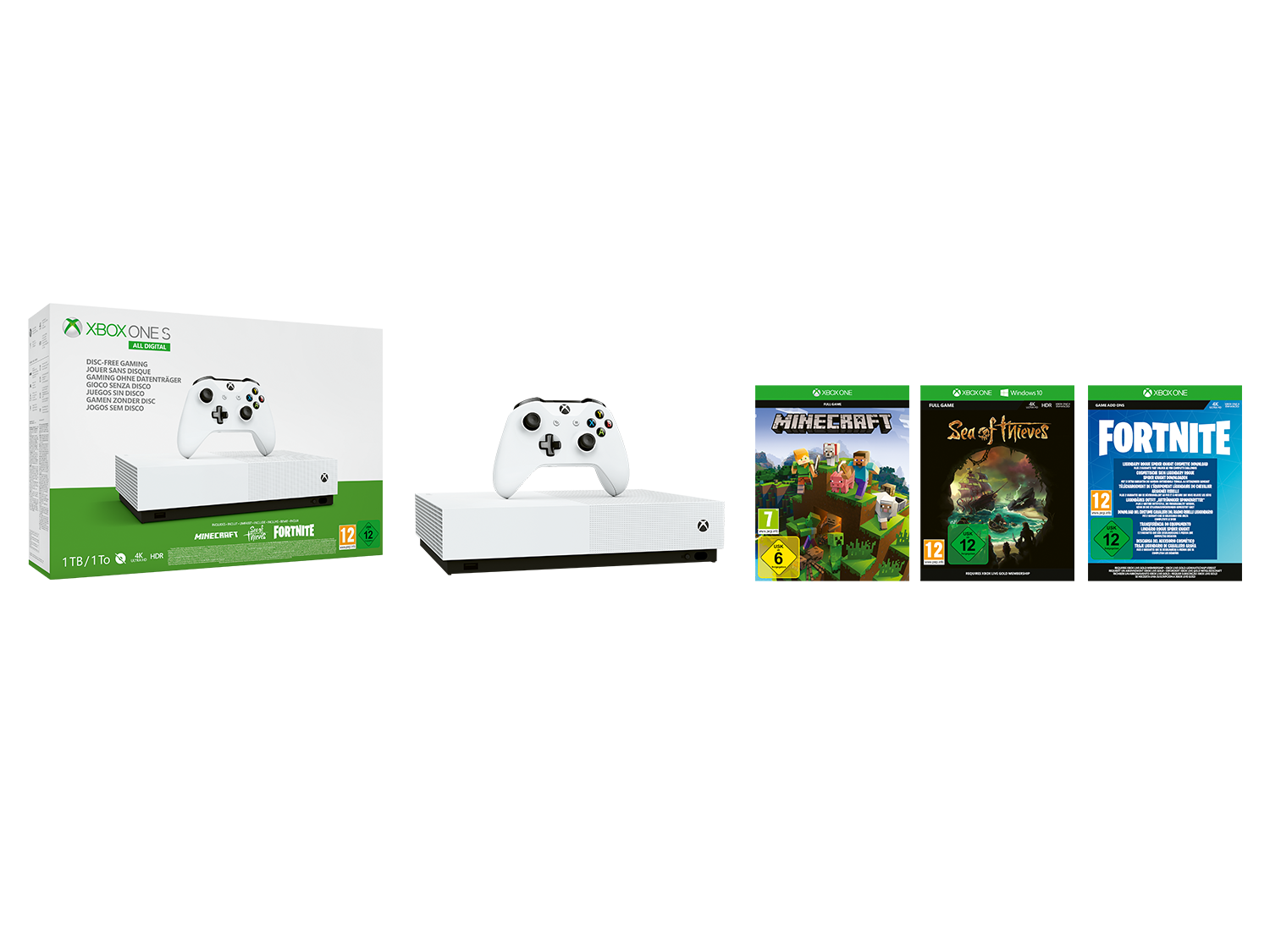 Xbox One S 1TB All-Digital Edition Bundle - Spielkonsole - Weiss