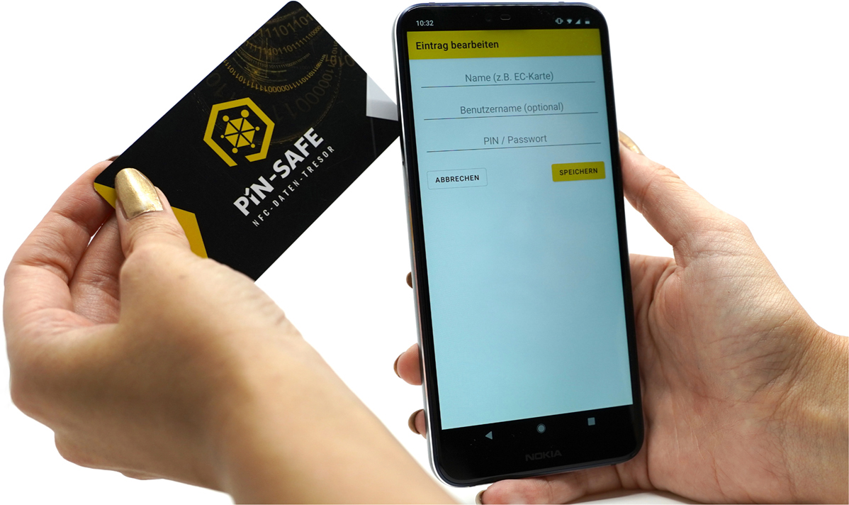 PIN-SAFE NFC offline Daten-Tresor inkl 2.Karte Speicherkarte