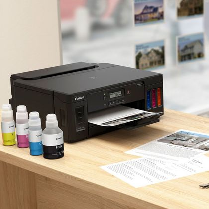Impresora - Canon G5050 (3 X BK + 1 X C/M/Y), Inyección de tinta, 4800 x 1200 DPI A5 Wifi, Negro