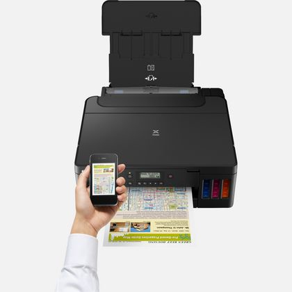 Impresora - Canon G5050 (3 X BK + 1 X C/M/Y), Inyección de tinta, 4800 x 1200 DPI A5 Wifi, Negro