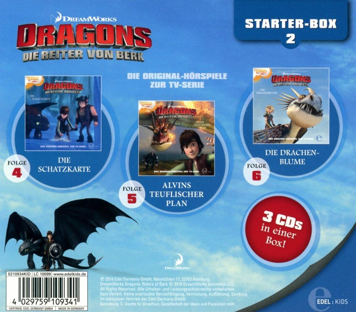 Box-Set für die Drachen-Serie. Enthält 3 CDs. Bilder von Drachen und Charakteren sind sichtbar.