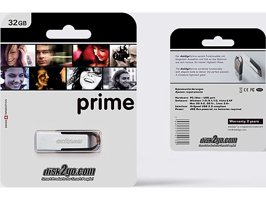 DISK2GO Prime - USB-Stick  (32 GB, Silber)