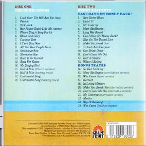 CD-Rückseite mit Titelliste. Blaues und gelbes Farbschema.
