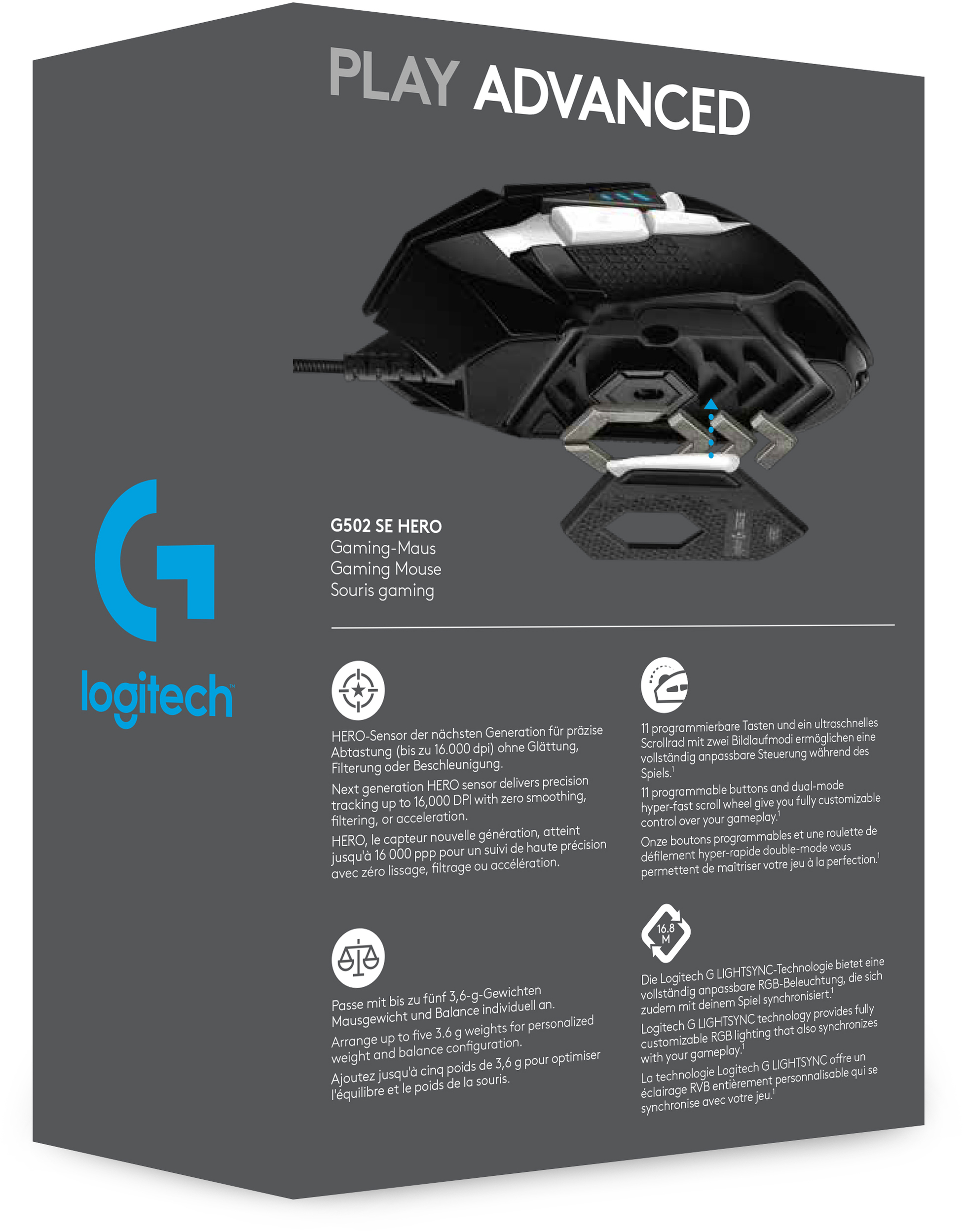 LOGITECH G502 SE HERO Gaming-Maus Gaming Maus, Schwarz/Weiß