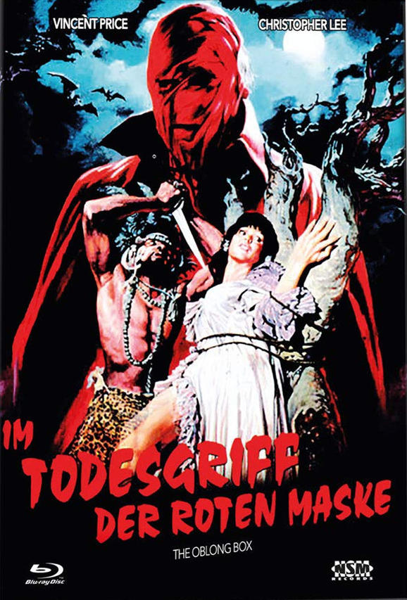 DVD-Hülle mit einer Horrorszene, Vincent Price und dem Text 'Im Todesgriff der Roten Maske'.