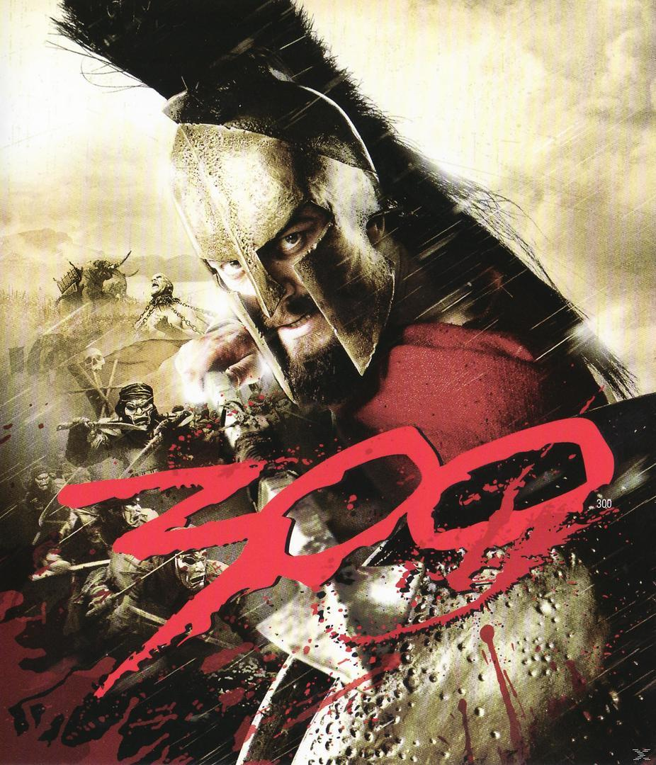 300' filmplakát: Spartan harcos sisakban és vörös köpenyben, hevesen néz.