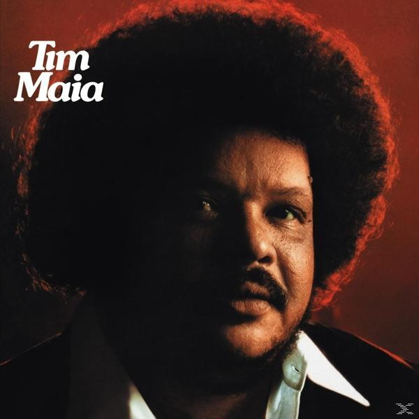 Pochette de l'album Tim Maia. Un homme avec un grand afro et une moustache au centre sur fond rouge.