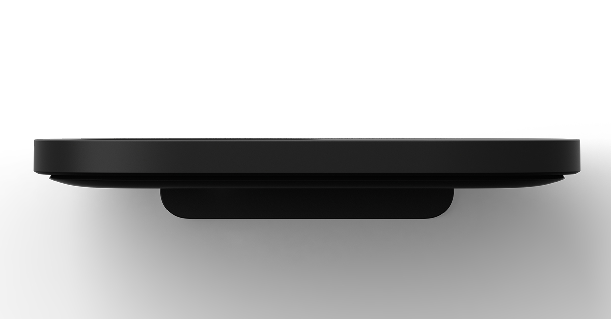 Schwarzes elektronisches Gerät, wahrscheinlich ein Streaming-Media-Player, Draufsicht.