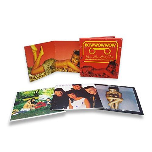 Eine rote Box mit "BOW WOW WOW" und drei Albencovern. Ein Cover zeigt eine Frau mit Tiermotiv-Kleid.