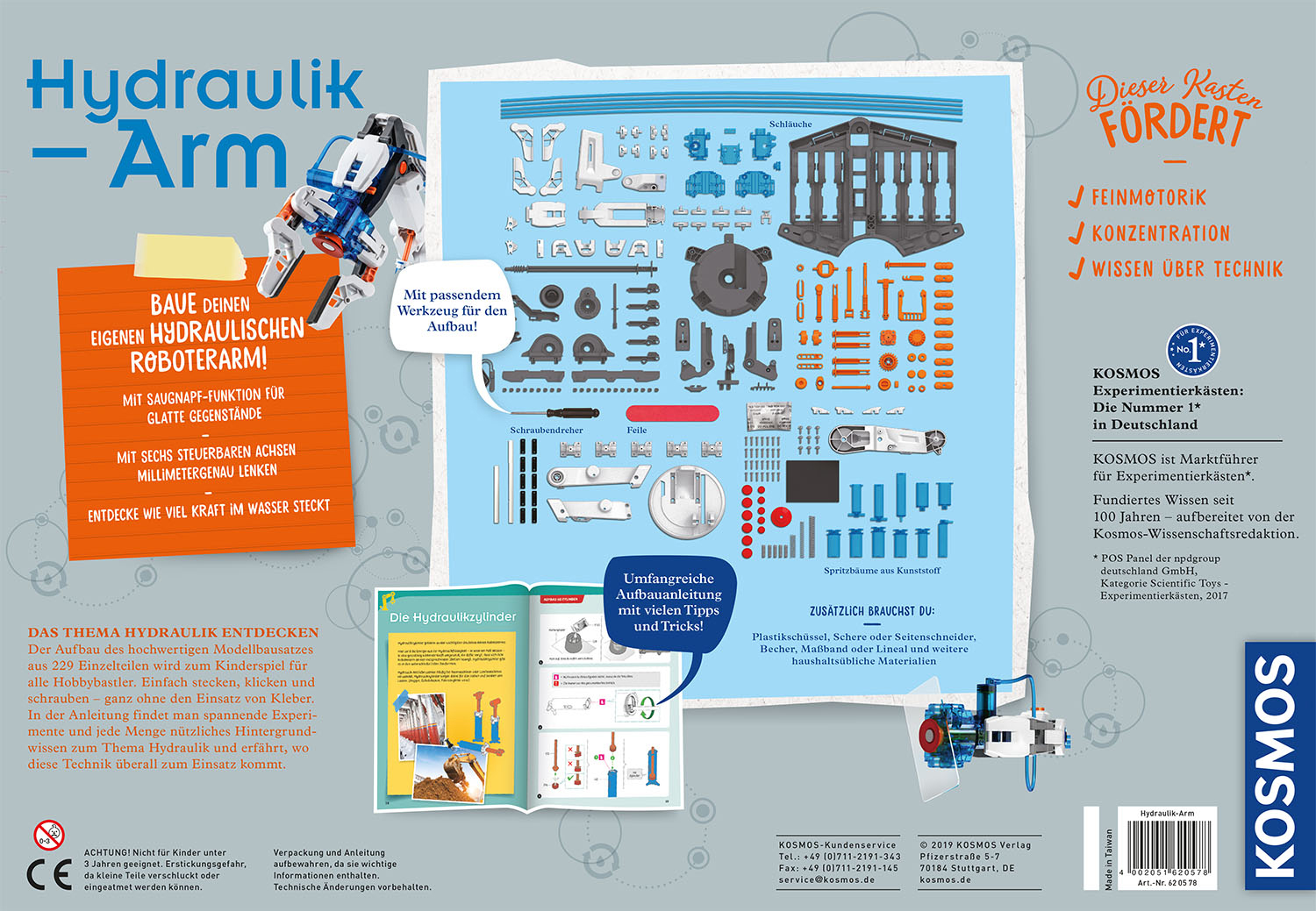 KOSMOS Hydraulik-Arm Experimentierkasten, Mehrfarbig