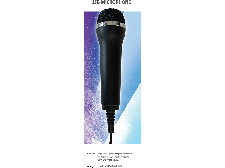 USB Mikrofon Karaoke für SILVER Schwarz Games, DEEP Mikrofon,