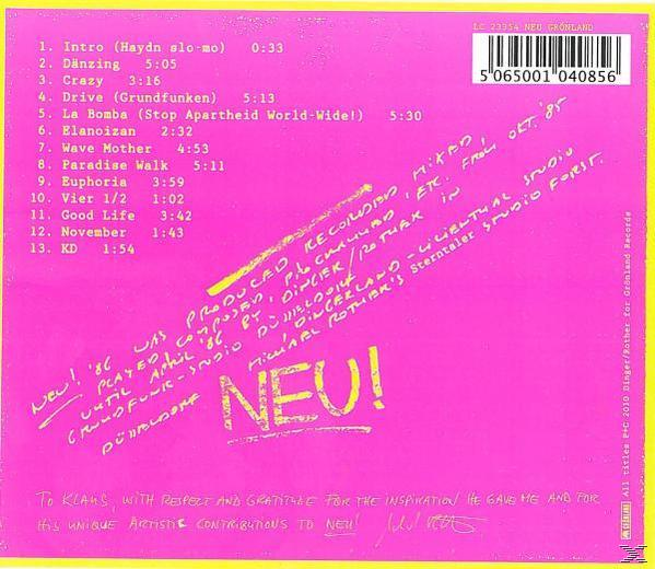 Albumrückseite, rosa Hintergrund, Titelliste und Credits, mit handschriftlichen Notizen.