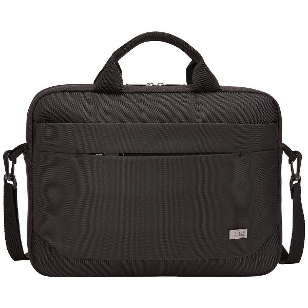 Una bolsa negra para portátil con correa para el hombro y logotipo de Case Logic.