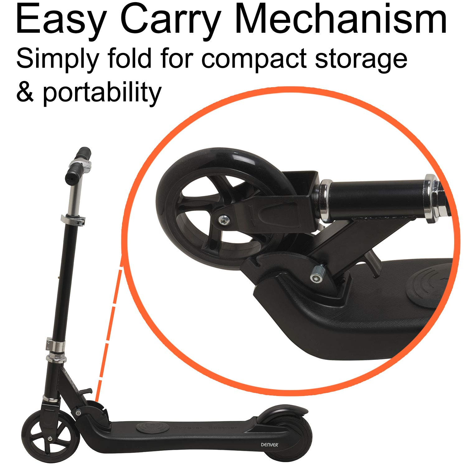 Patinete eléctrico - Denver SCK-5300, Infantil, 100 W, Hasta 6 km/h, Autonomía 6 km, Rosa
