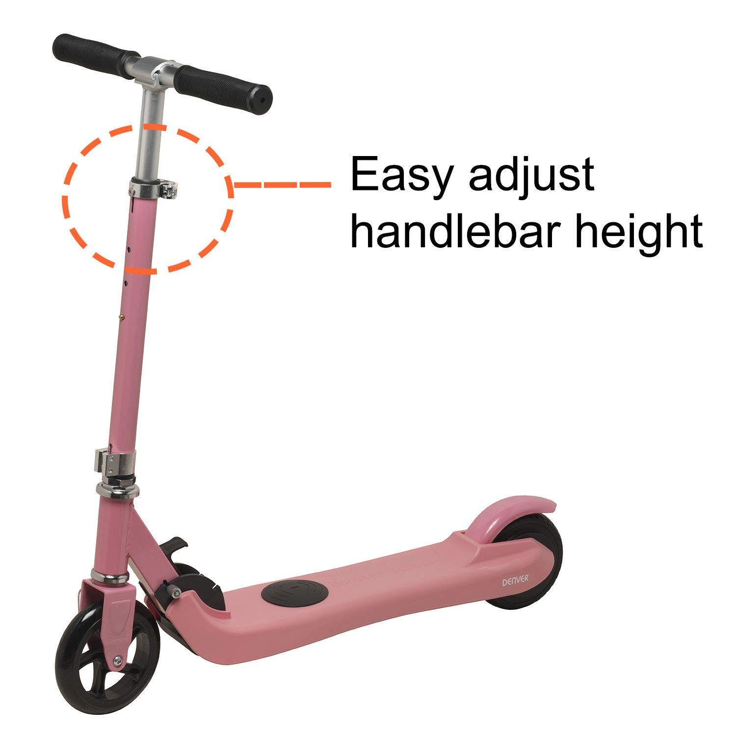 Patinete eléctrico - Denver SCK-5300, Infantil, 100 W, Hasta 6 km/h, Autonomía 6 km, Rosa