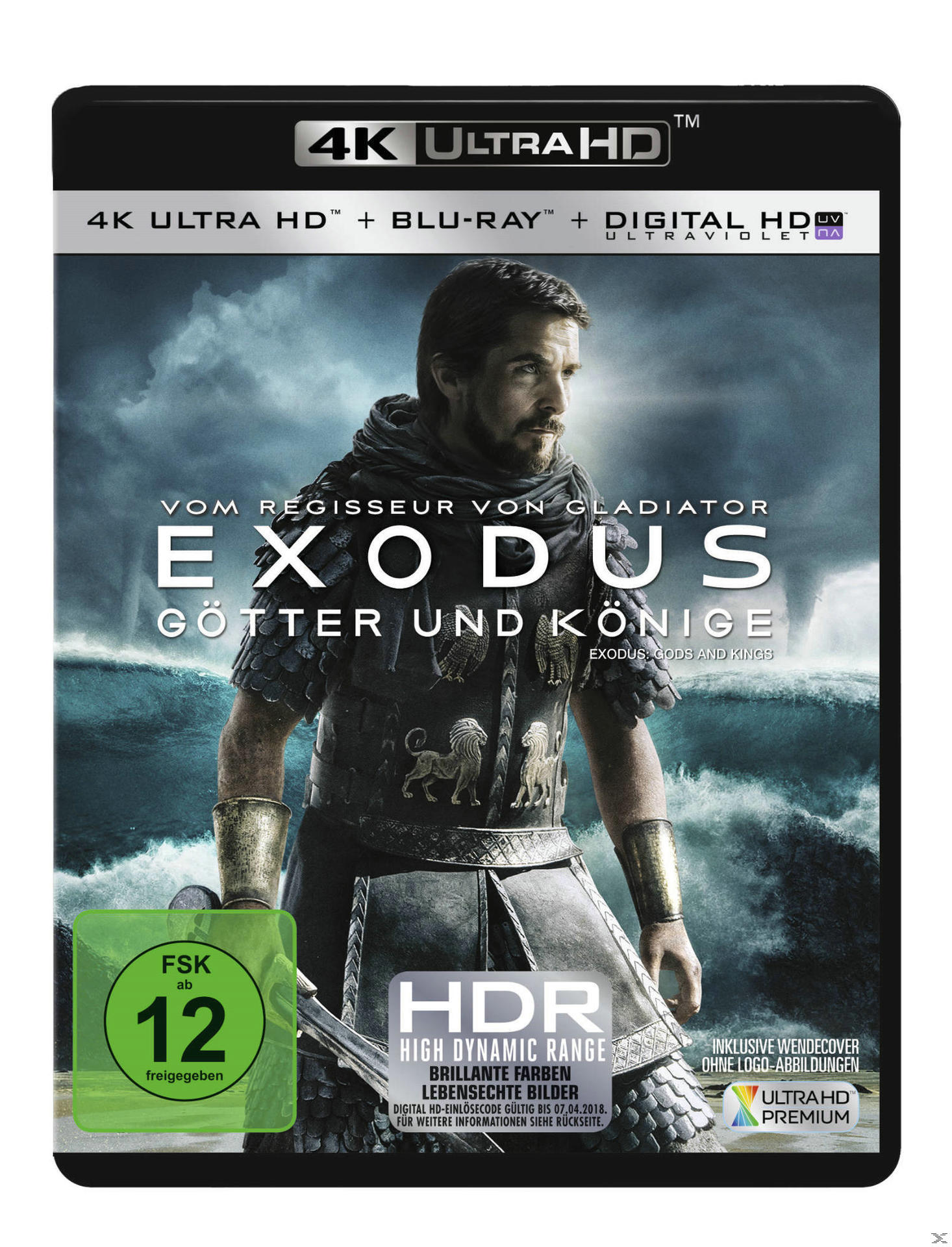 Exodus: Götter und Könige DVD-Cover. Mann in Rüstung blickt zur Seite. Text 'EXODUS Götter und Könige'.