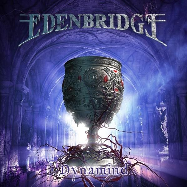 Albumcover mit silbernem Kelch, roten Edelsteinen. Text: Edenbridge, Dynamind. Lila, gewölbter Hintergrund.
