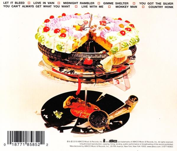 Dos de la pochette de l'album. Gâteau, pneus, disque vinyle et titres des chansons affichés.