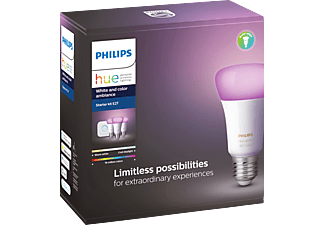 PHILIPS Hue White & Col. Amb. E27 Starter Set Bluetooth LED Leuchtmittel RGB