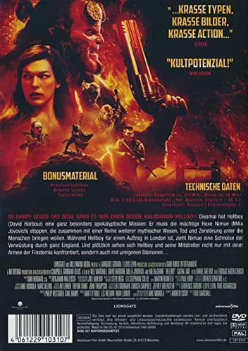 DVD-Cover für Hellboy II: The Golden Army. Zeigt Hellboy und andere Charaktere inmitten von Flammen und Action.